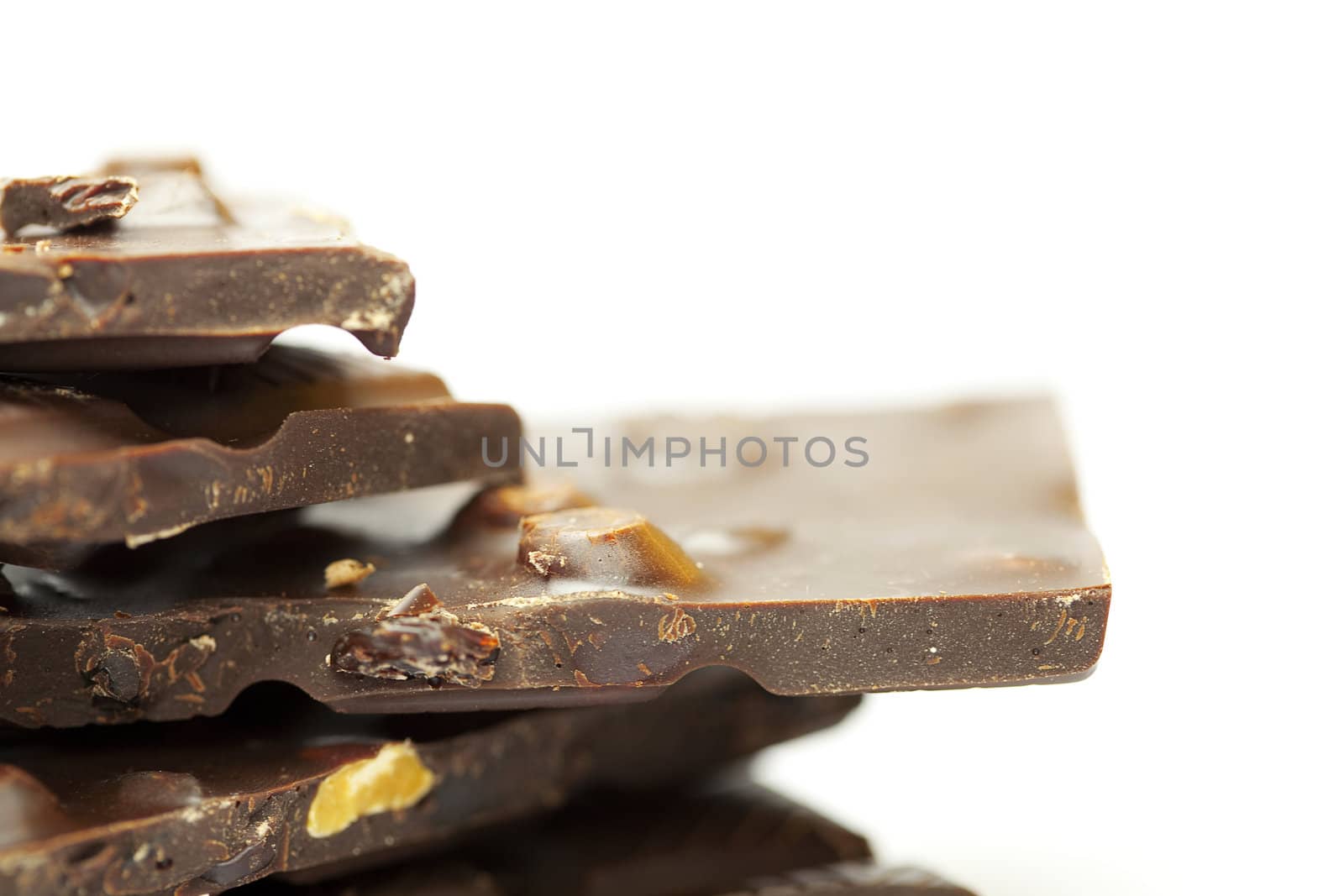 pieces of chocolate with nuts and raisins folded mountain, isola by jannyjus