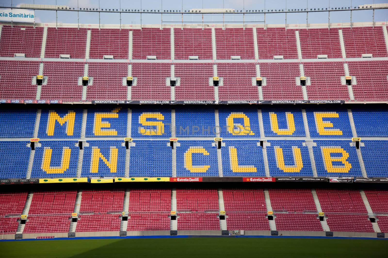 BARCELONA SPAIN - 2011 summer break: The Camp Nou stadium in colorful, dramatic mood, Spain. Summer break 2011, Barcelona, Spain.
