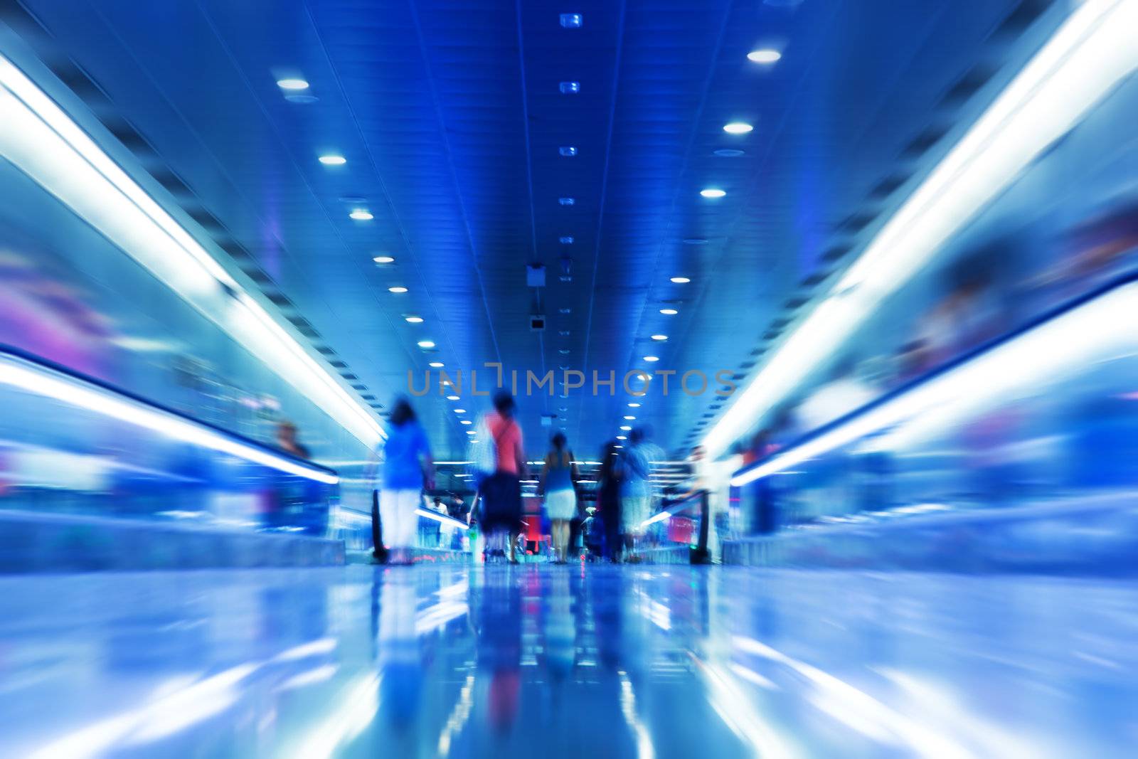 People rush in subway. Conceptual motion blur, fast pace of life