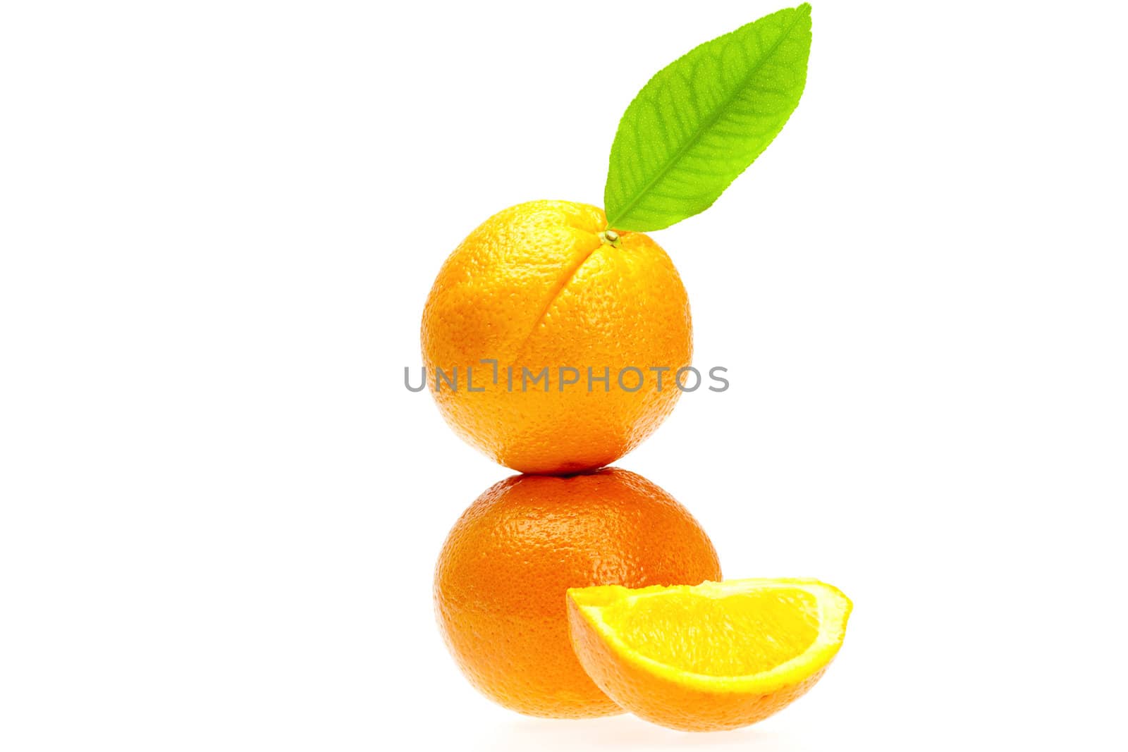 oranges with leaves  isolated on white by jannyjus