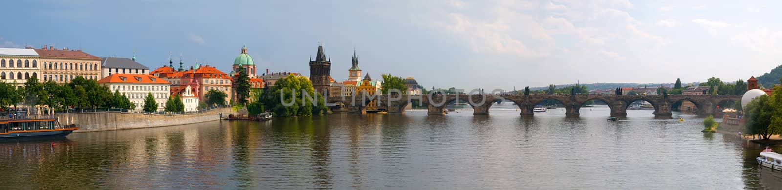 Prague panorama, Charles Bridge. by photocreo