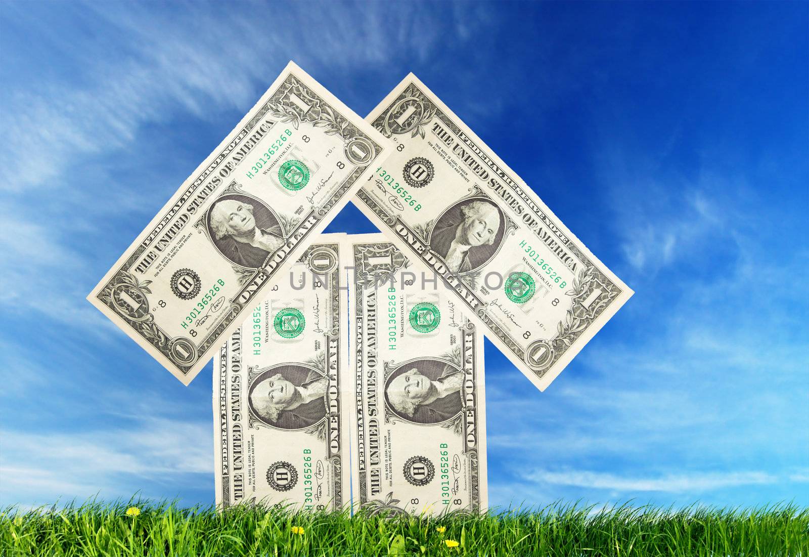 Home imagination, made from dollars bills. Conceptual image
