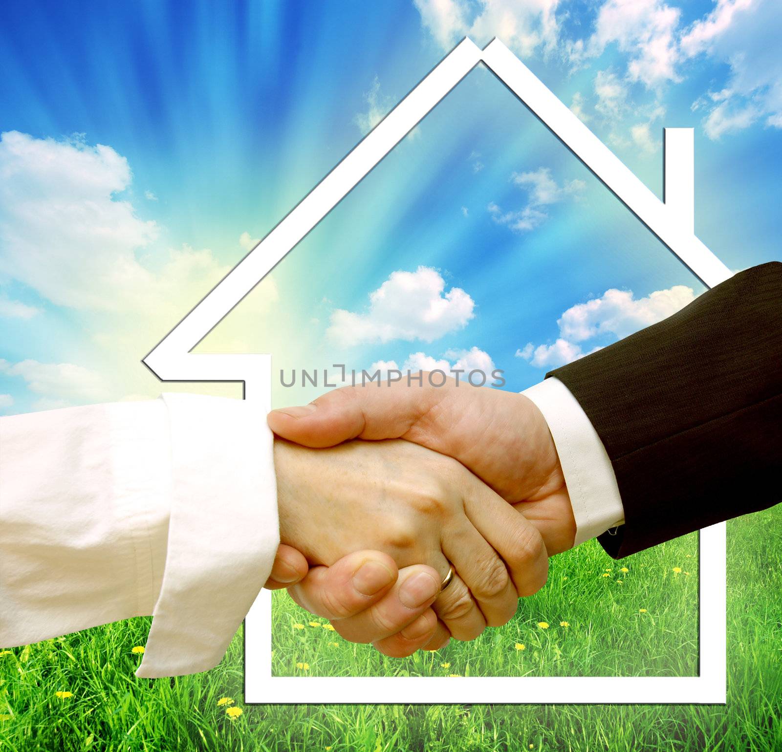 Housing deal. Conceptual image of buying, selling new house