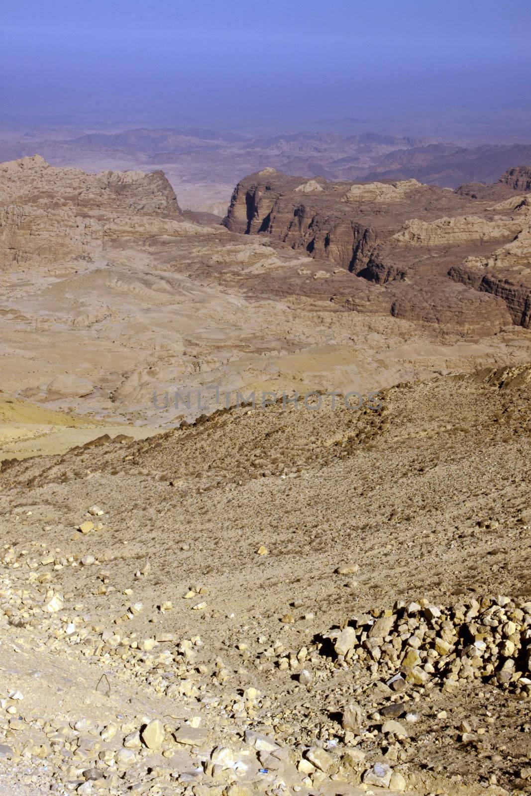 Rocky desert of southern Jordan in Asia