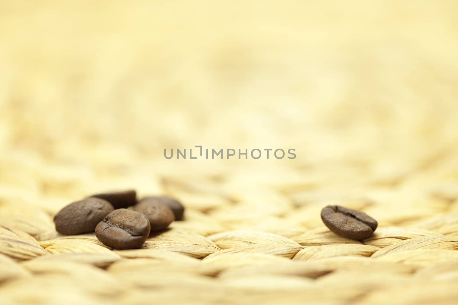 coffee beans   on a wicker mat