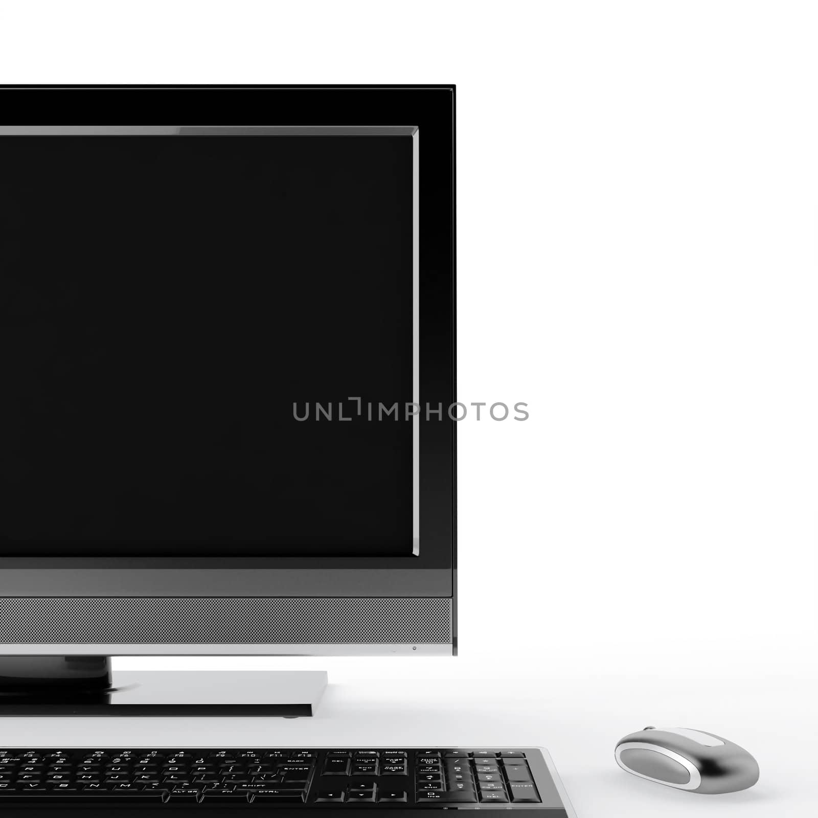 monitor and keybord of modern pc on white background by Serp