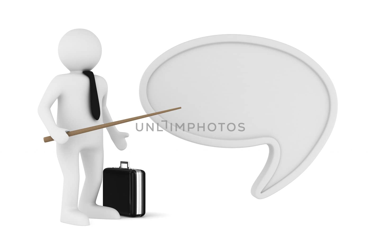 Men with empty board. Isolated 3d image