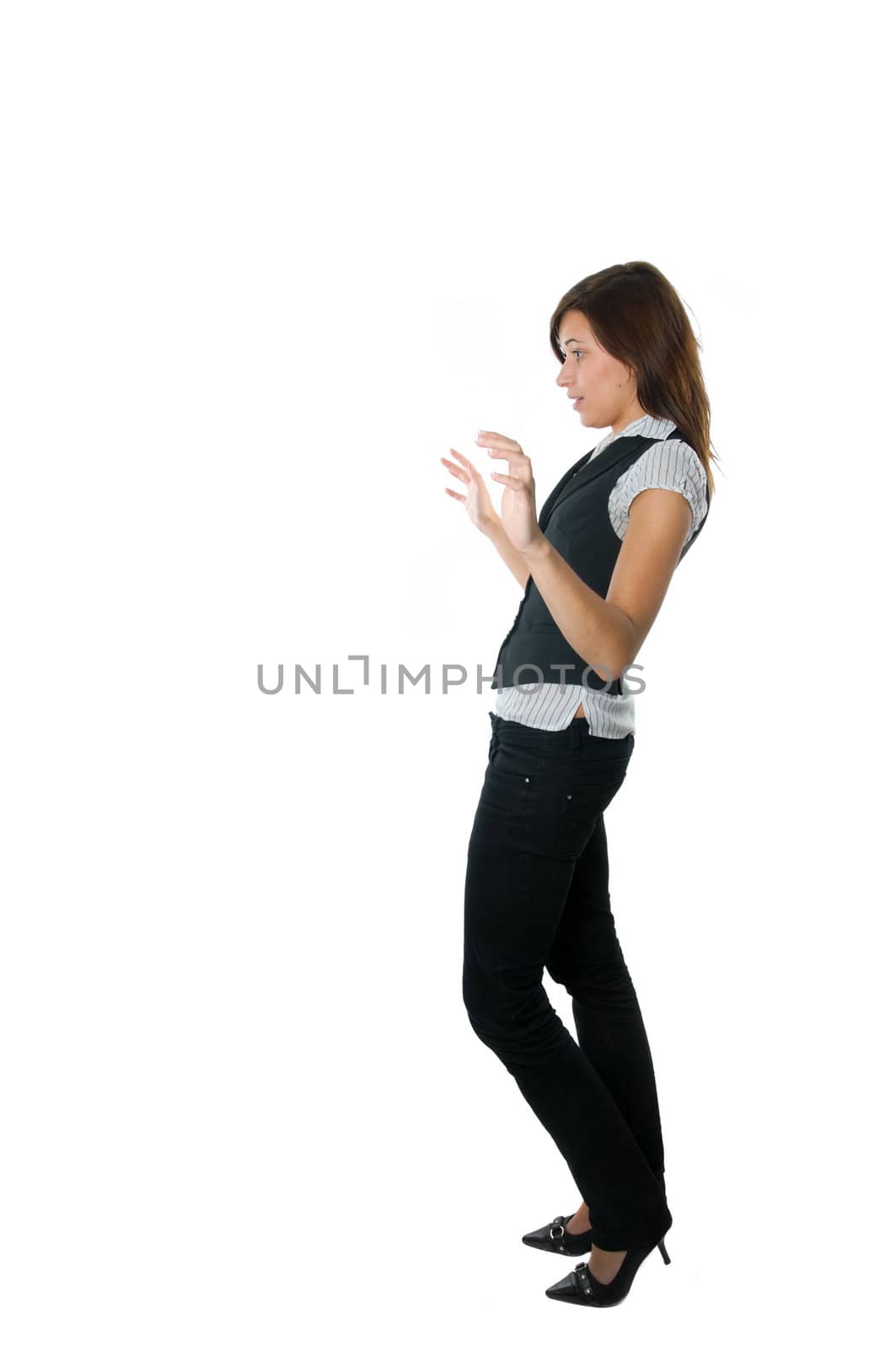 Businesswoman standing surprised instead of your object or text by photocreo