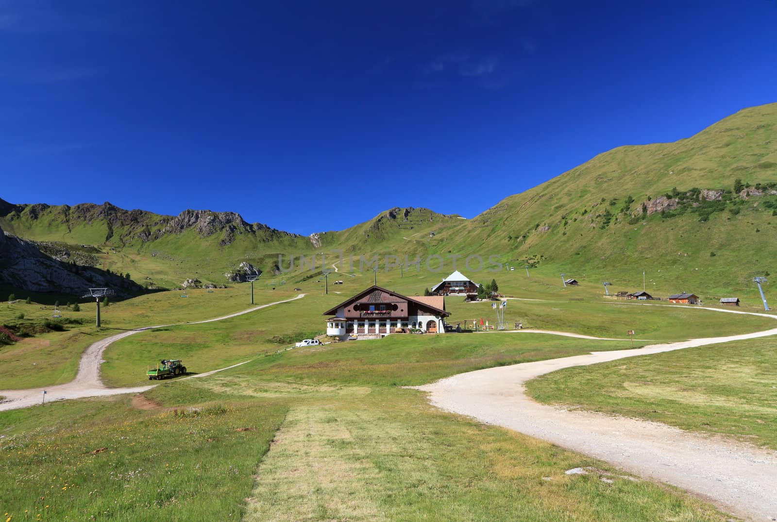 summer landscape in Ciampac of Canazei, Fassa Valley, Italian Dolomites