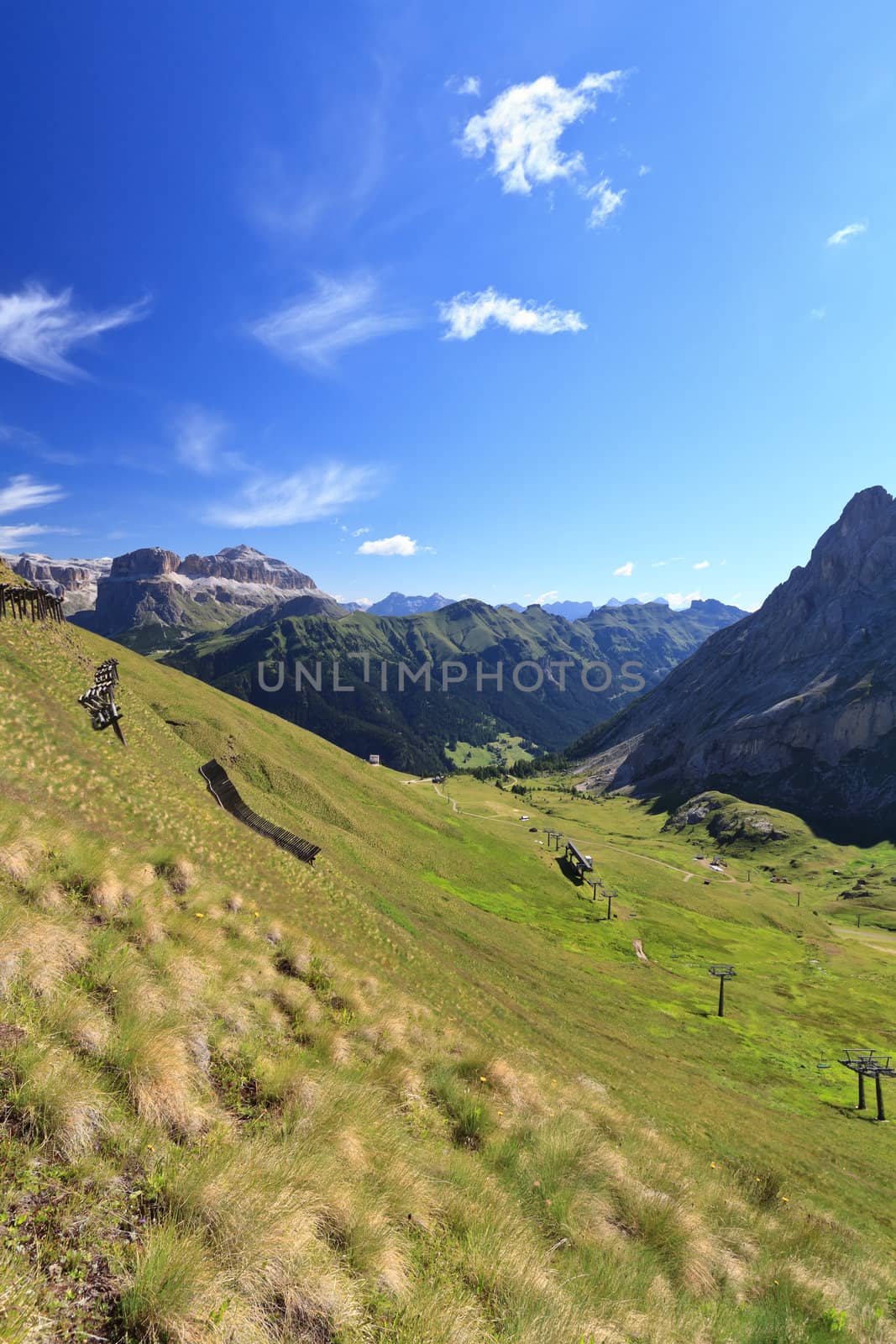 summer landscape in Ciampac of Canazei, Fassa Valley, Italian Dolomites