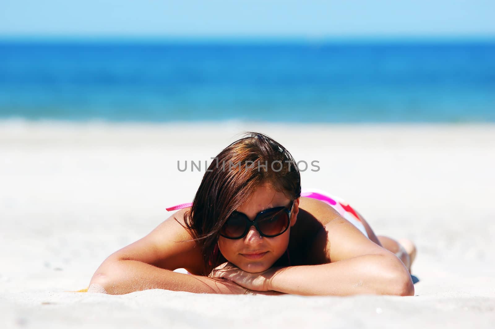 Beautiful woman relaxing on the beach