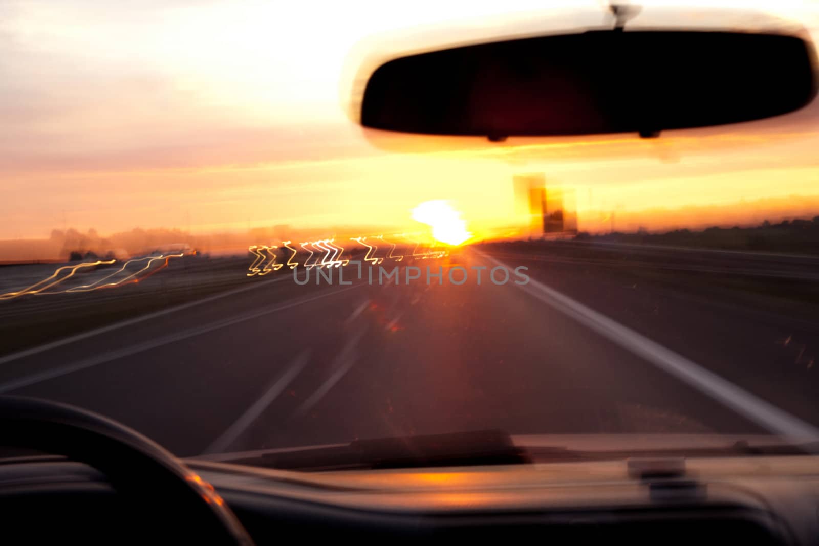 View from a driver's seat after drinking alcohol
