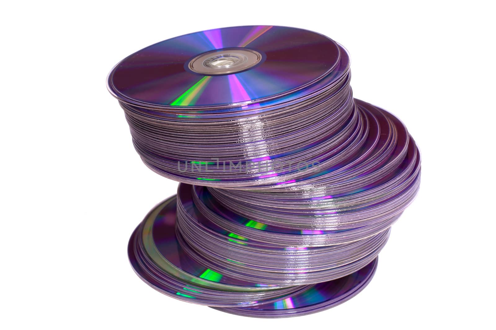 A pile of dvd discs isolated on white
