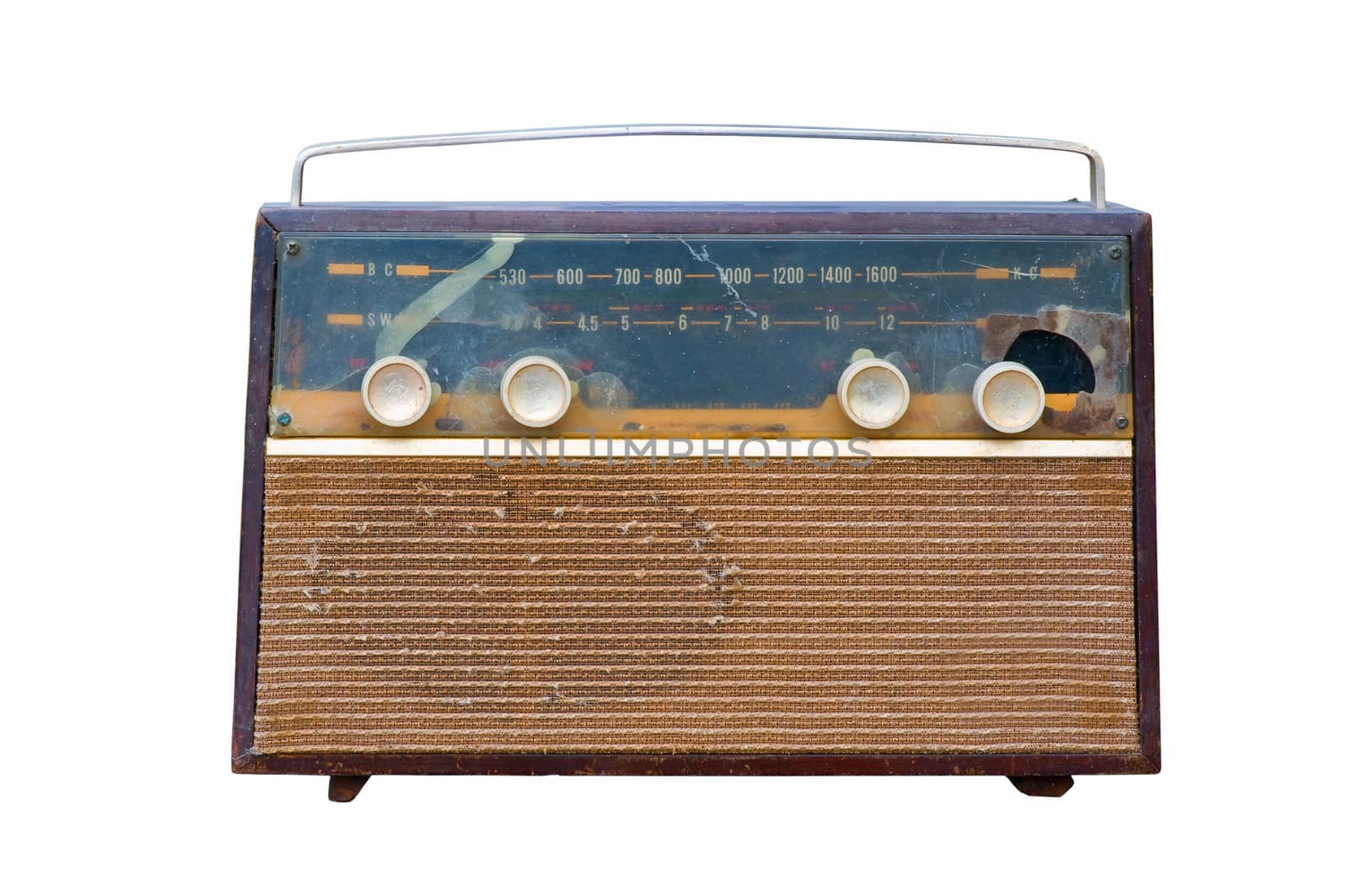 isolated Vintage fashioned radio on white background