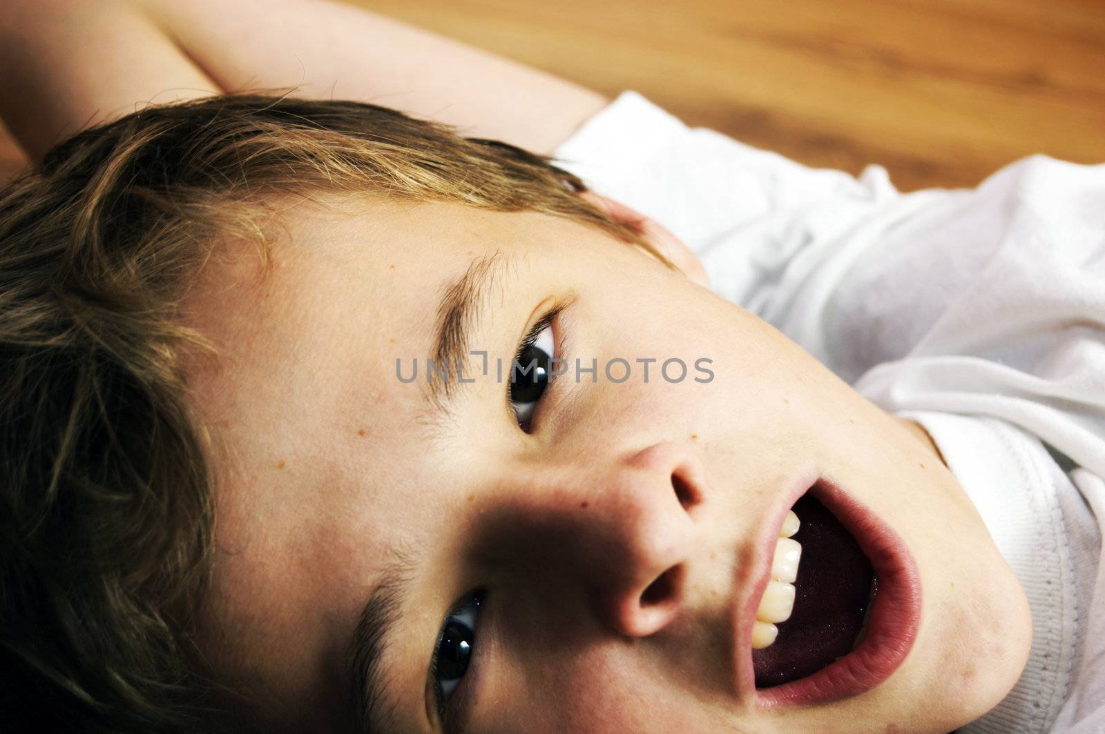 Portrait of cute young casuasian boy