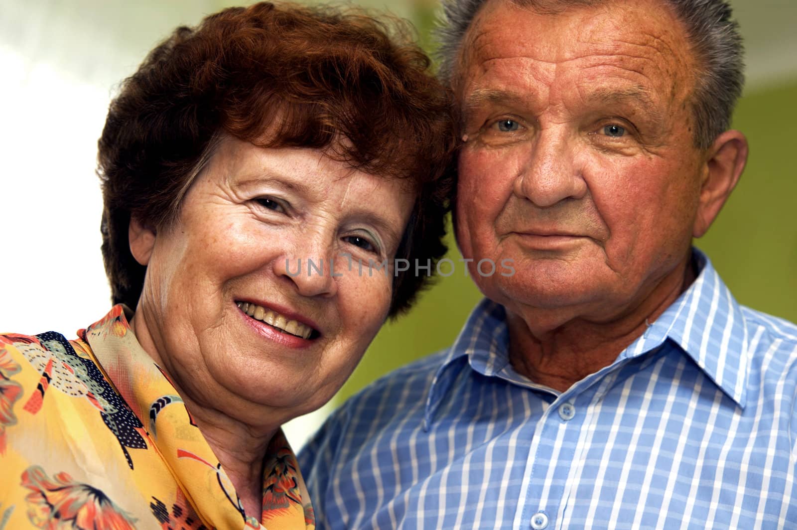 Happy senior couple in home