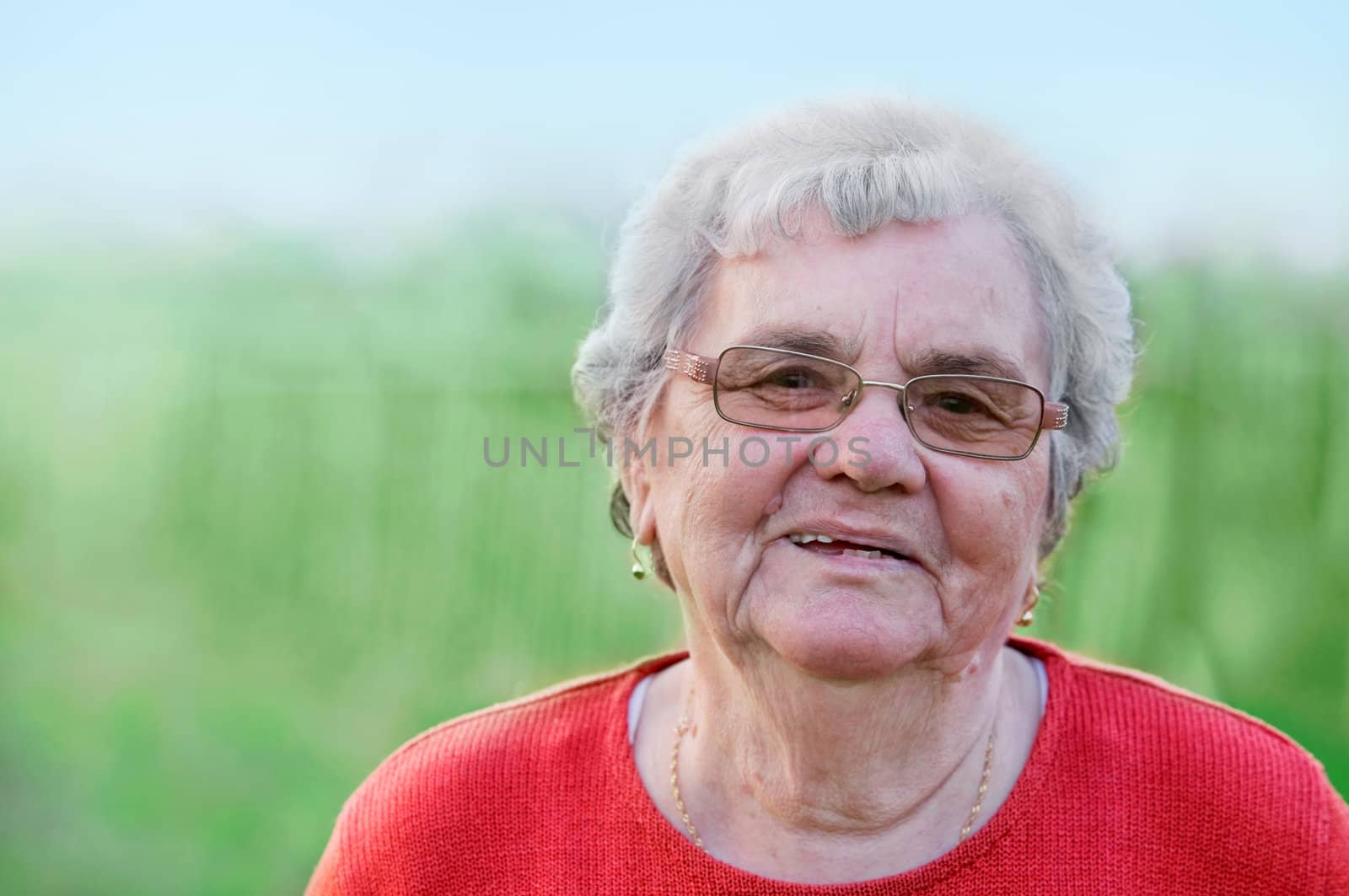 Senior woman portrait on nature