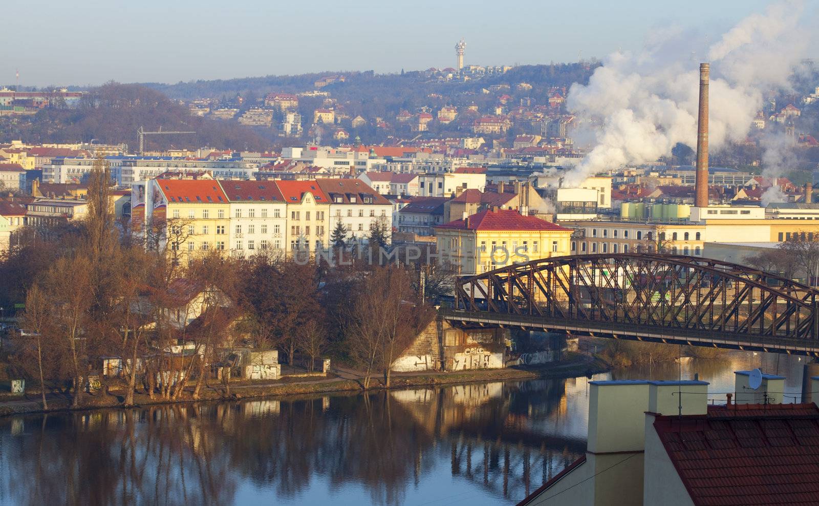 morning view of the Vltava River in Prague