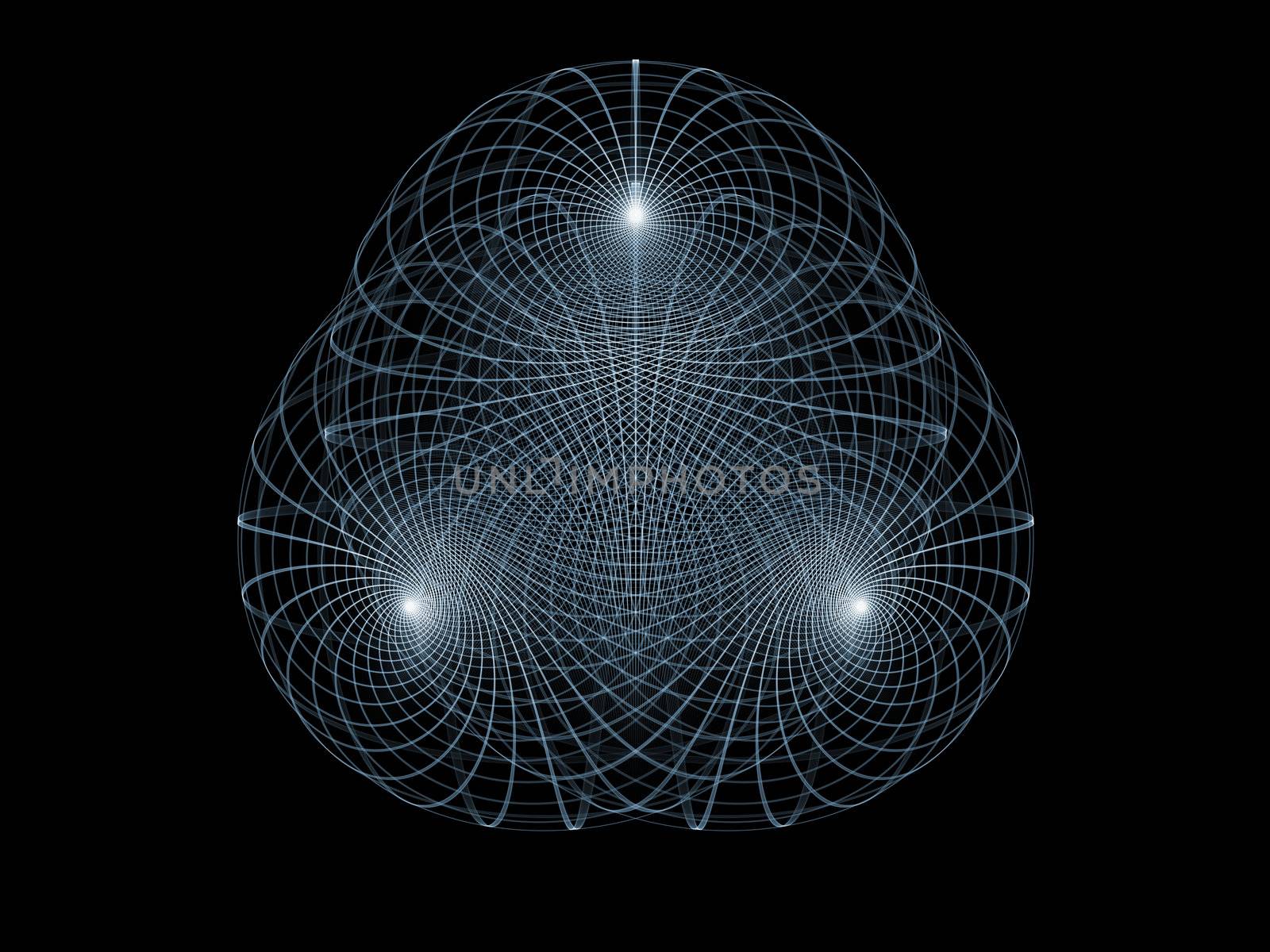 Elegant detailed grid lines rendered on plain background on the subject of science, technologies, geometry and mathematics