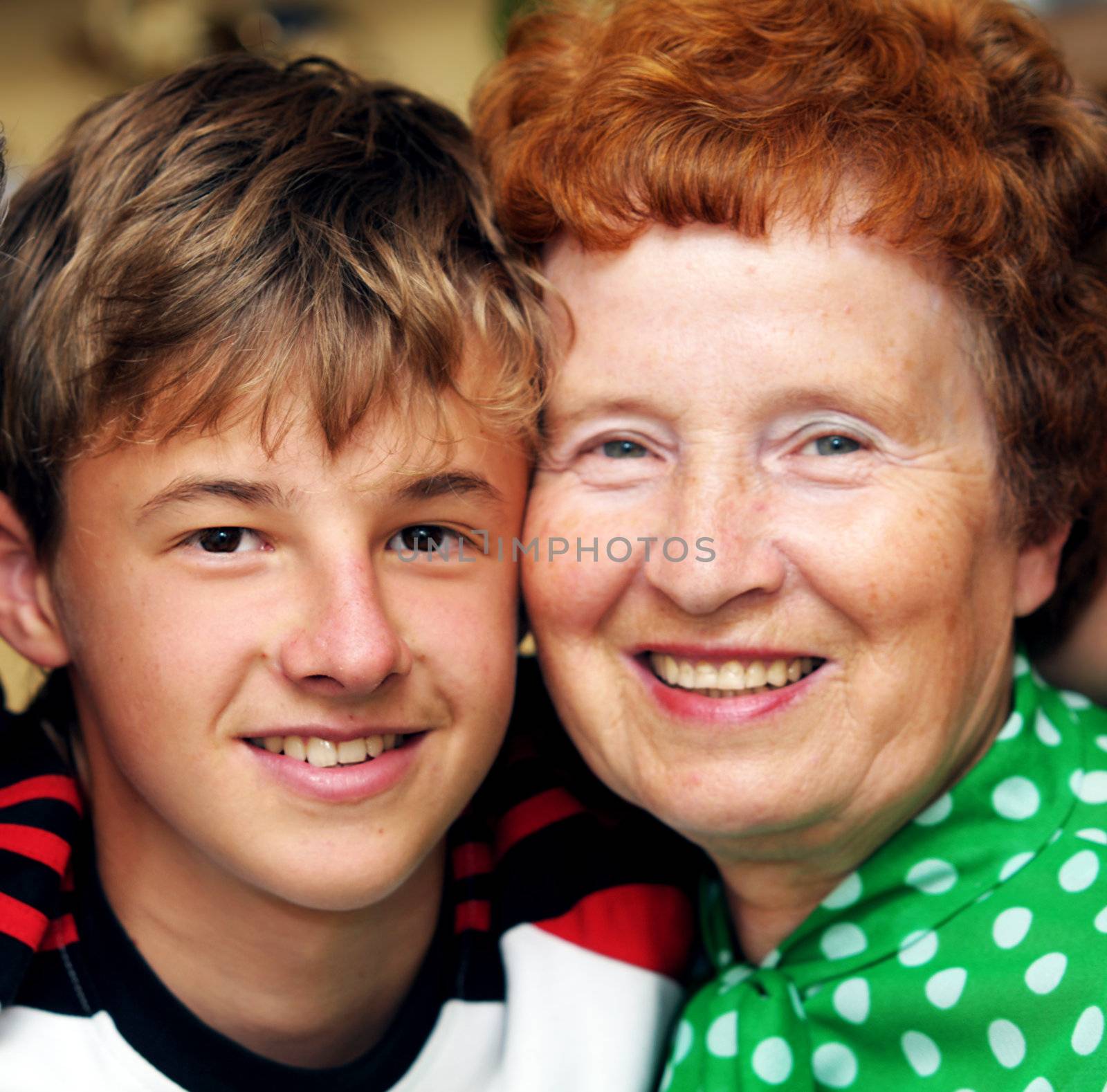 Grandmother with grandson family portrait