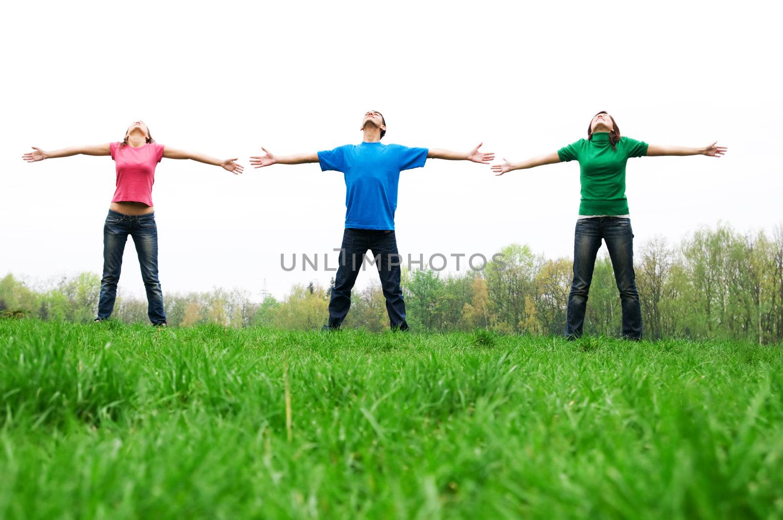 Group of friends expressing freedom