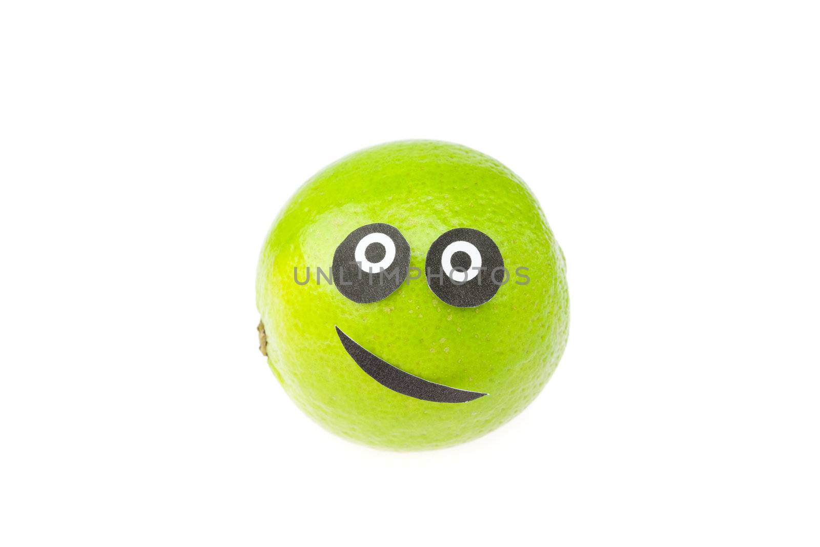 joke lime face isolated on white