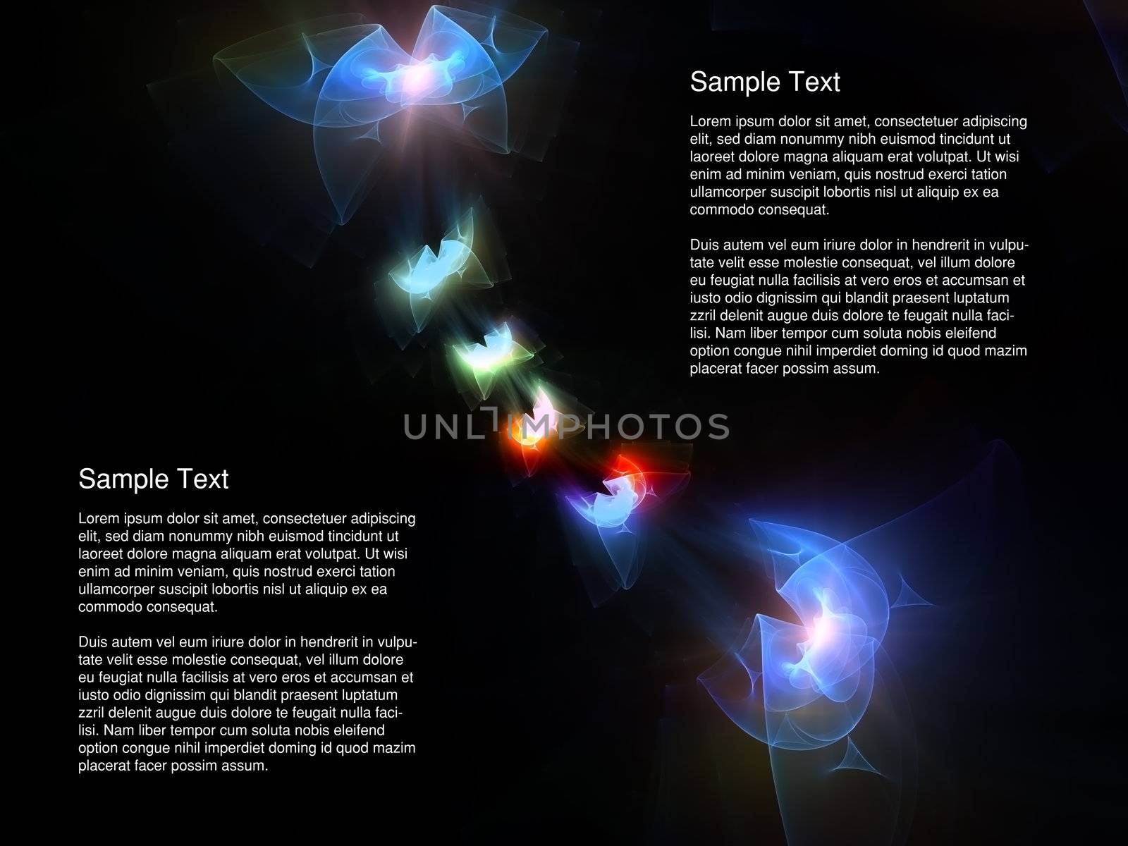 Interplay of attractive abstract forms on the subject of graphic design, fractal geometry and virtual reality