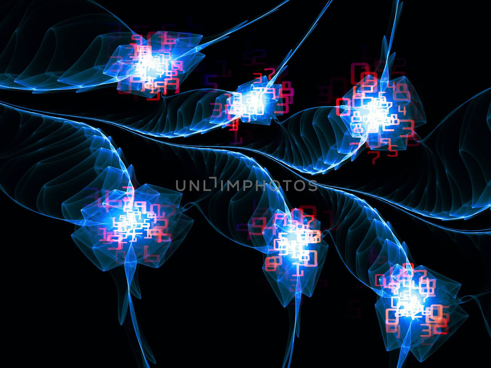 Colorful vibrant abstract fractal design on the subject of networking, magic, fantasy and occult.