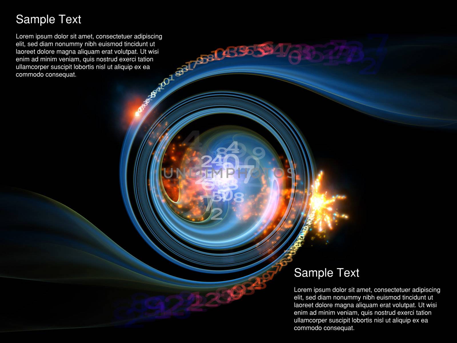 Colorful vibrant abstract design on the subject of beauty, geometry, mathematics, computing and modern technology