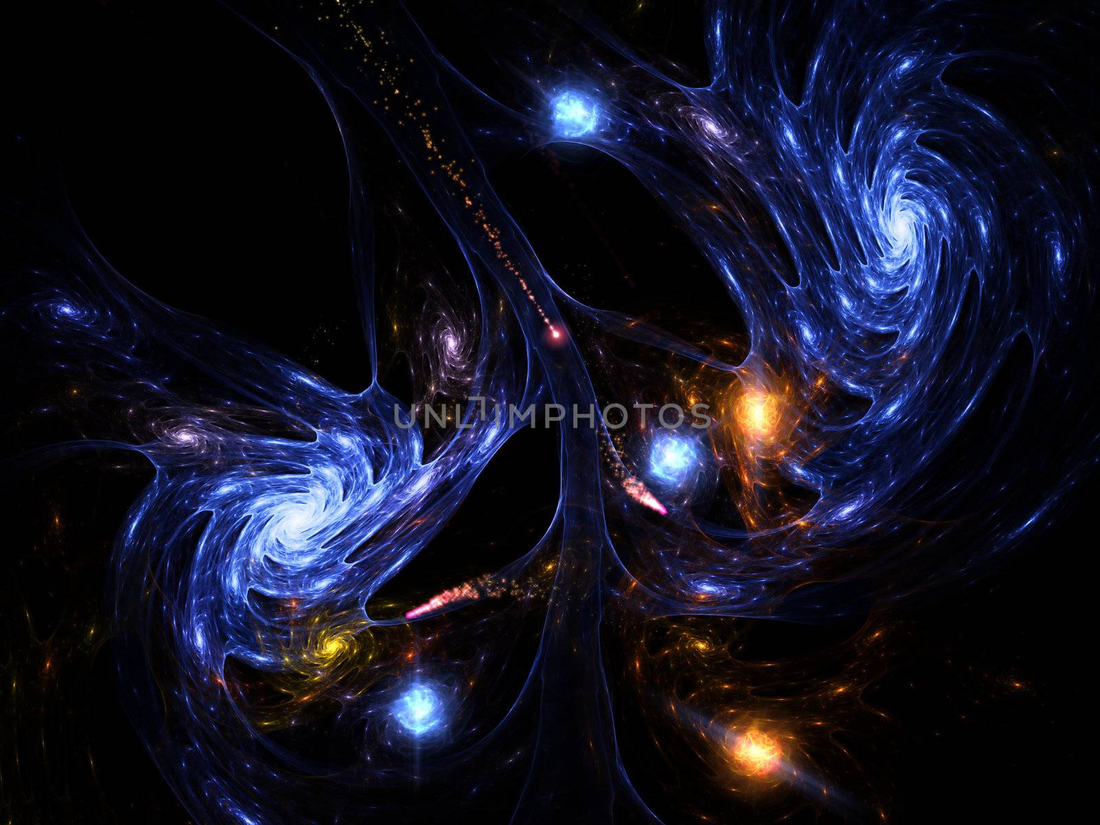 Interplay of abstract forms and lights on the subject of cosmology, astronomy, modern science and technology