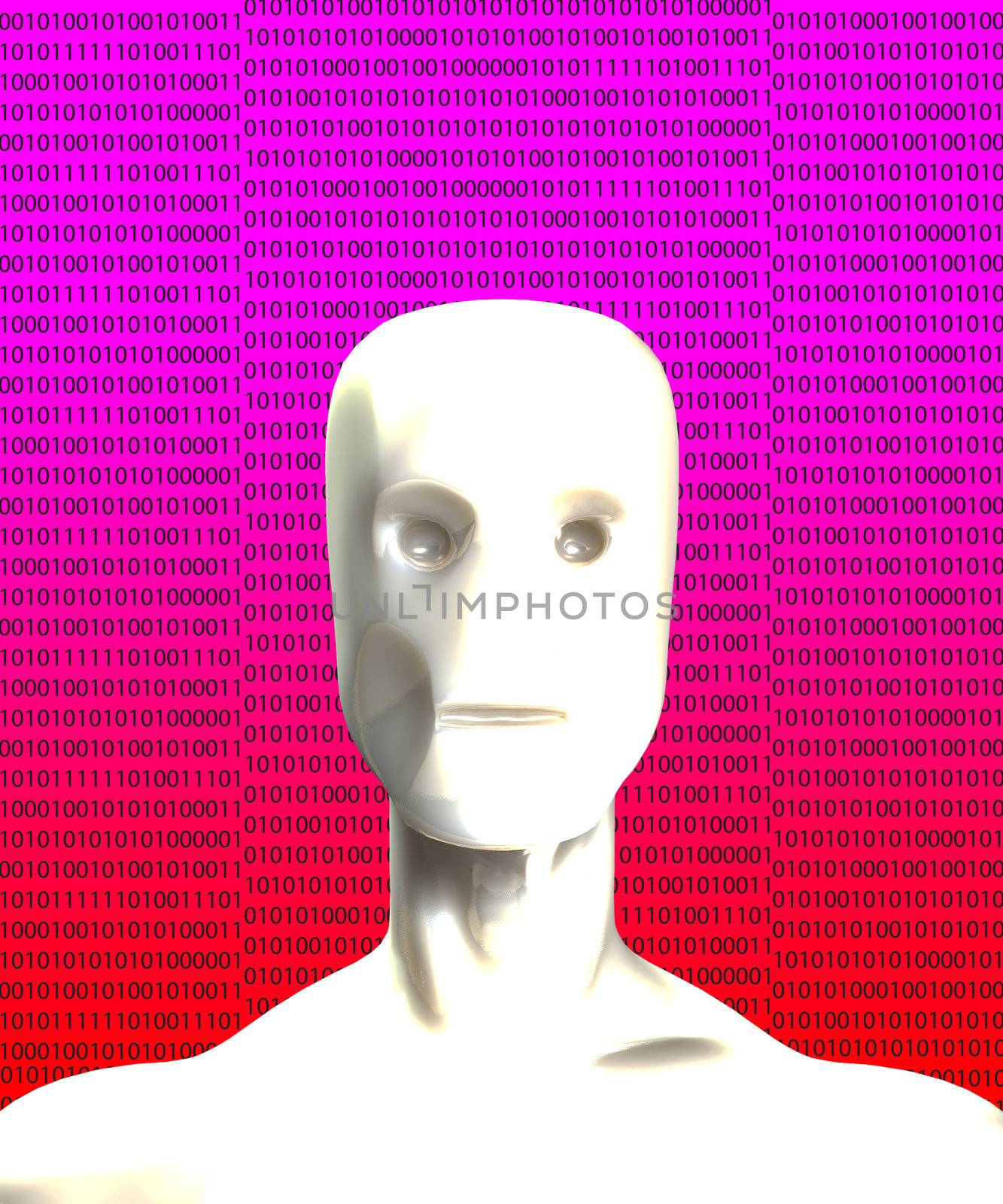 A Robot head with binary artificial intelligence.