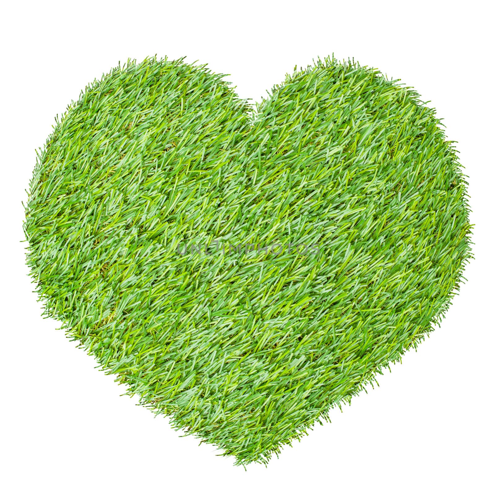 heart from the green grass, isolated on white