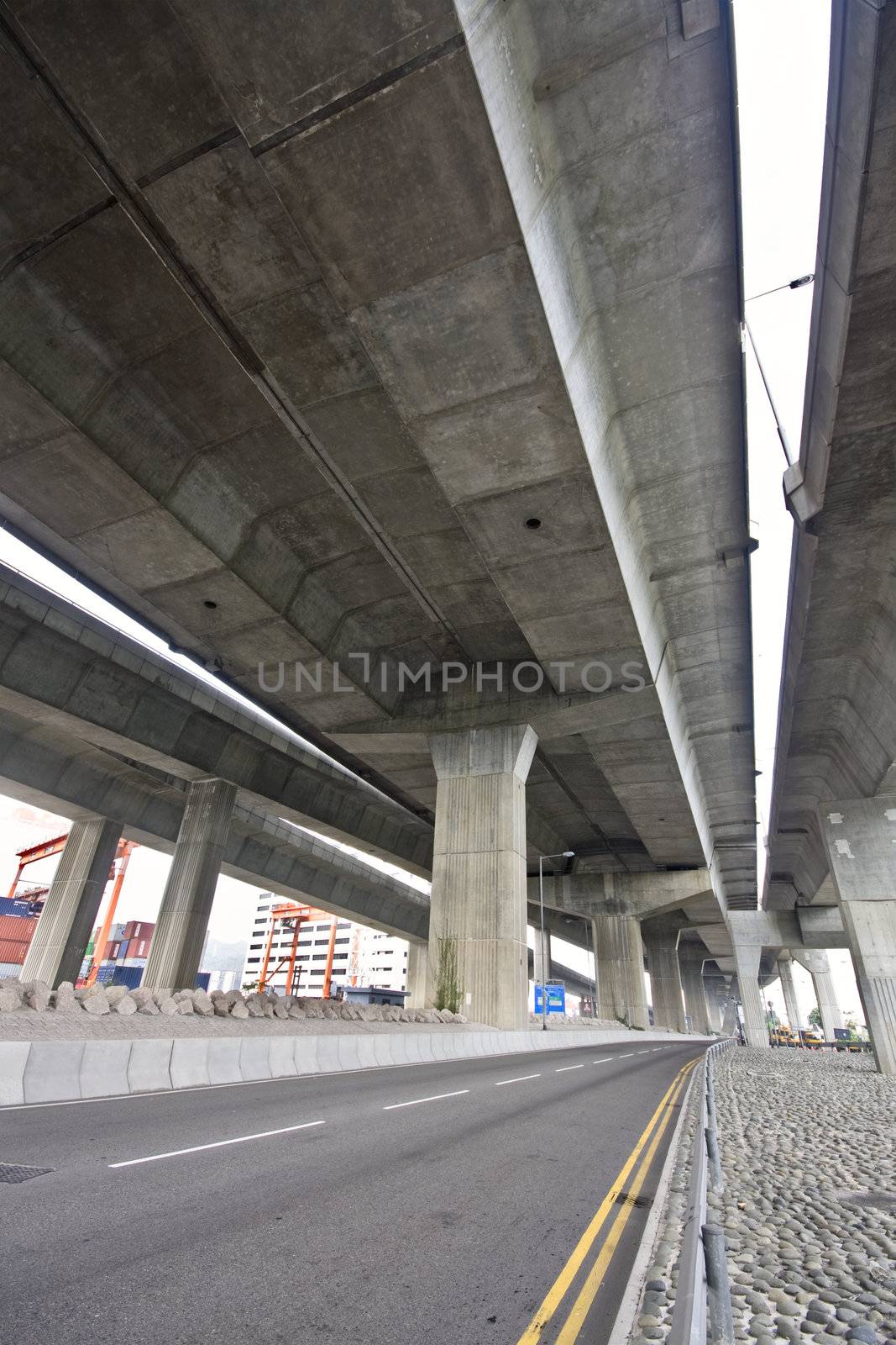 Under the bridge. Urban scene