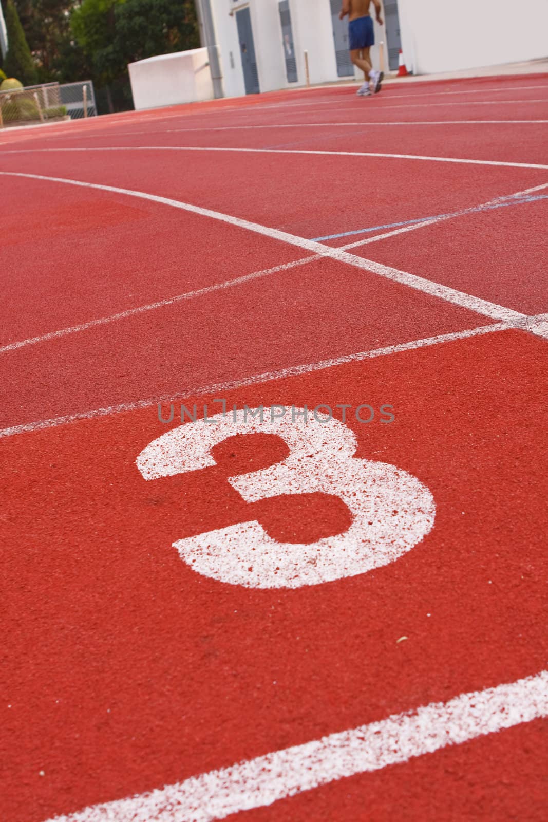 Running track numbers one two three in stadium 