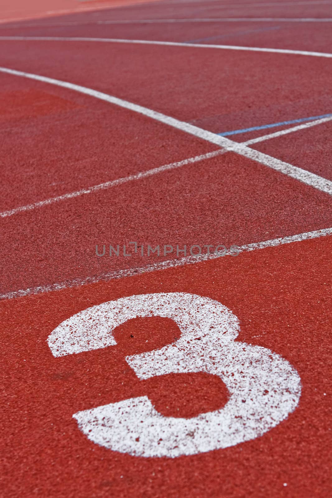 Running track numbers one two three in stadium 