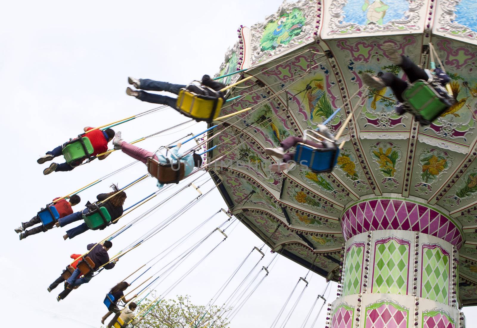 chain swing ride in amusement park 