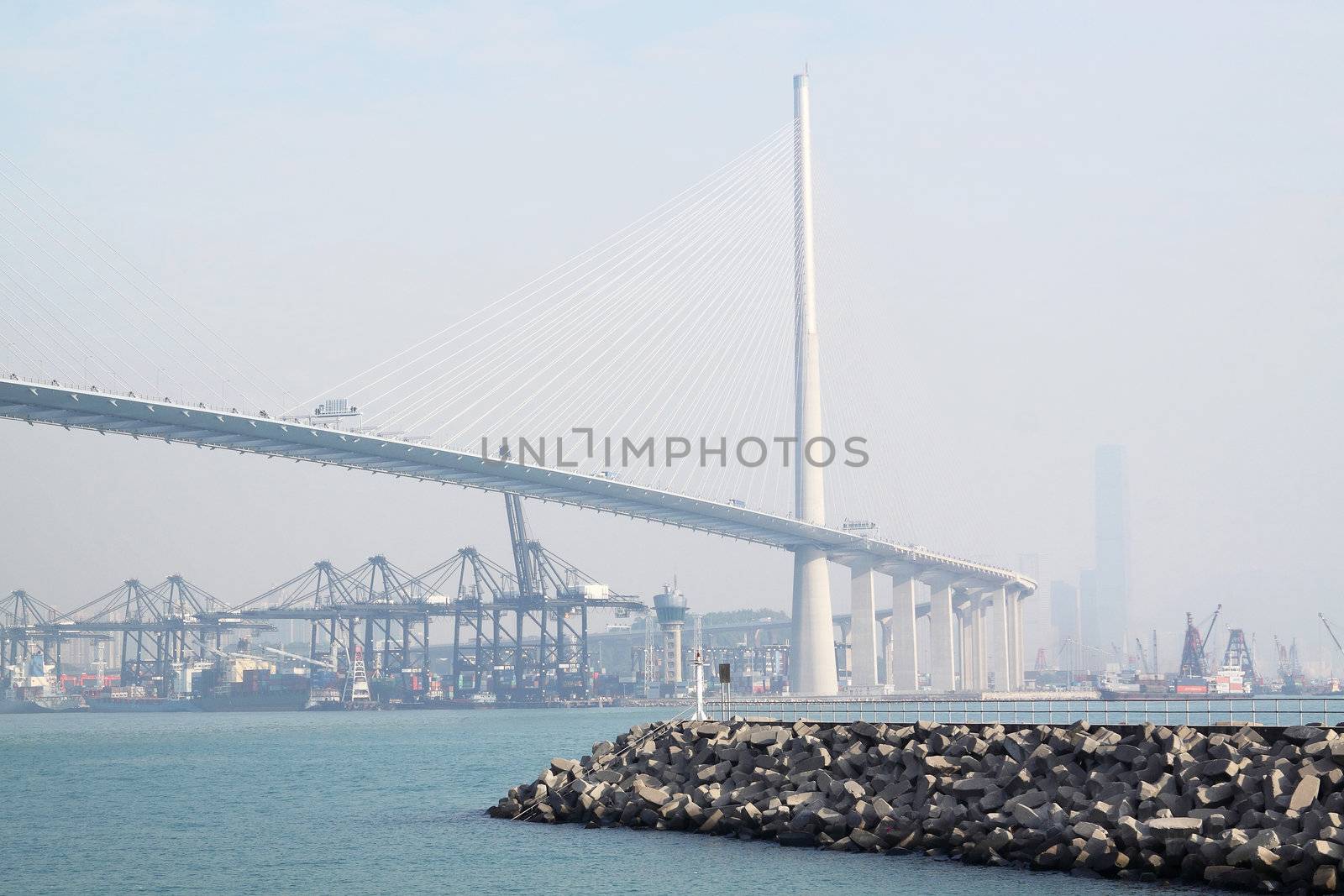 highway flyover and breakwater