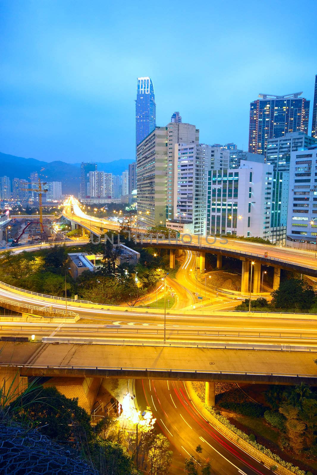 traffic bridge at night