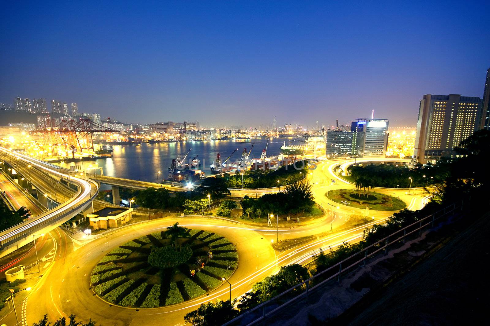 urban area dusk