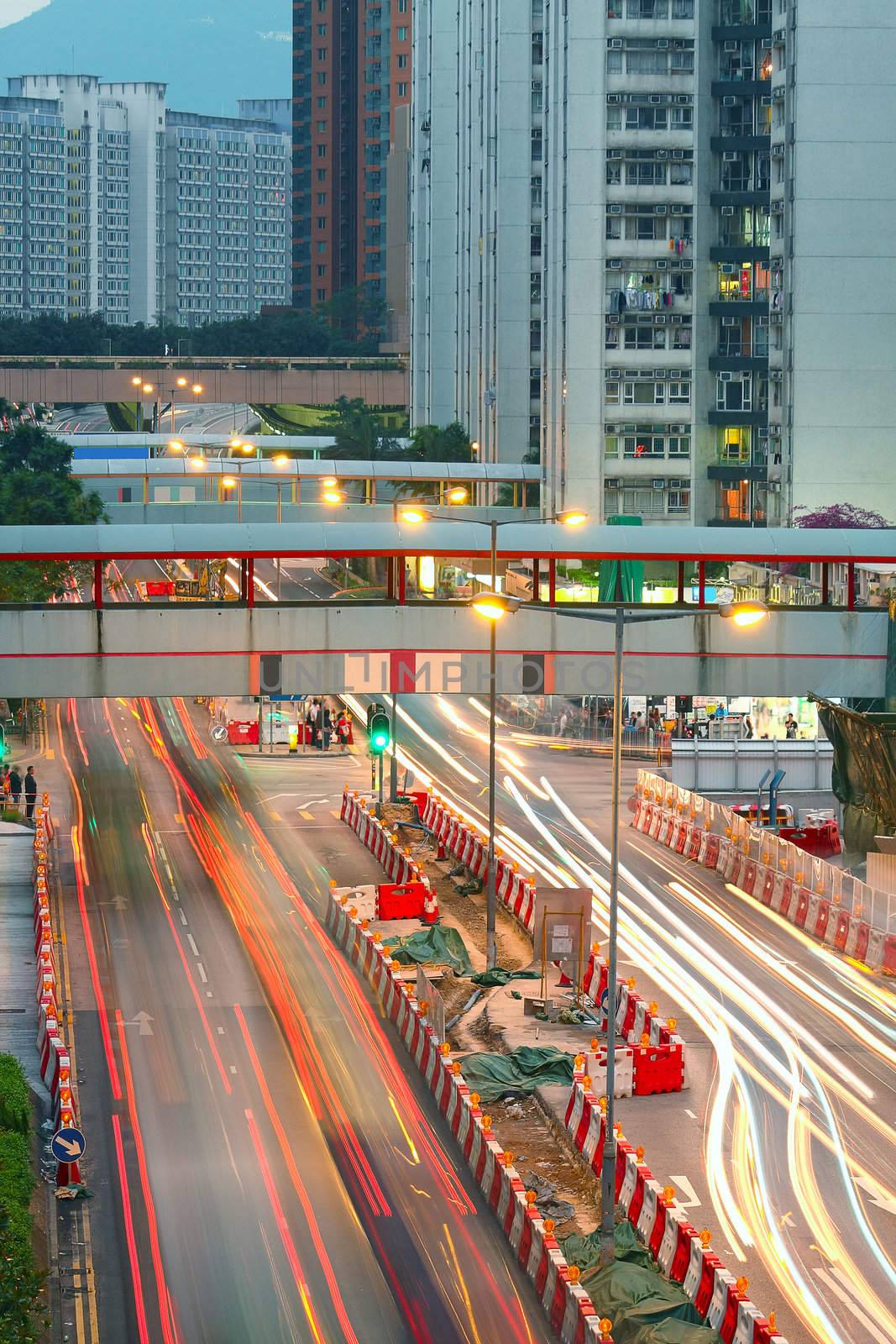 Road and traffic in downtown area