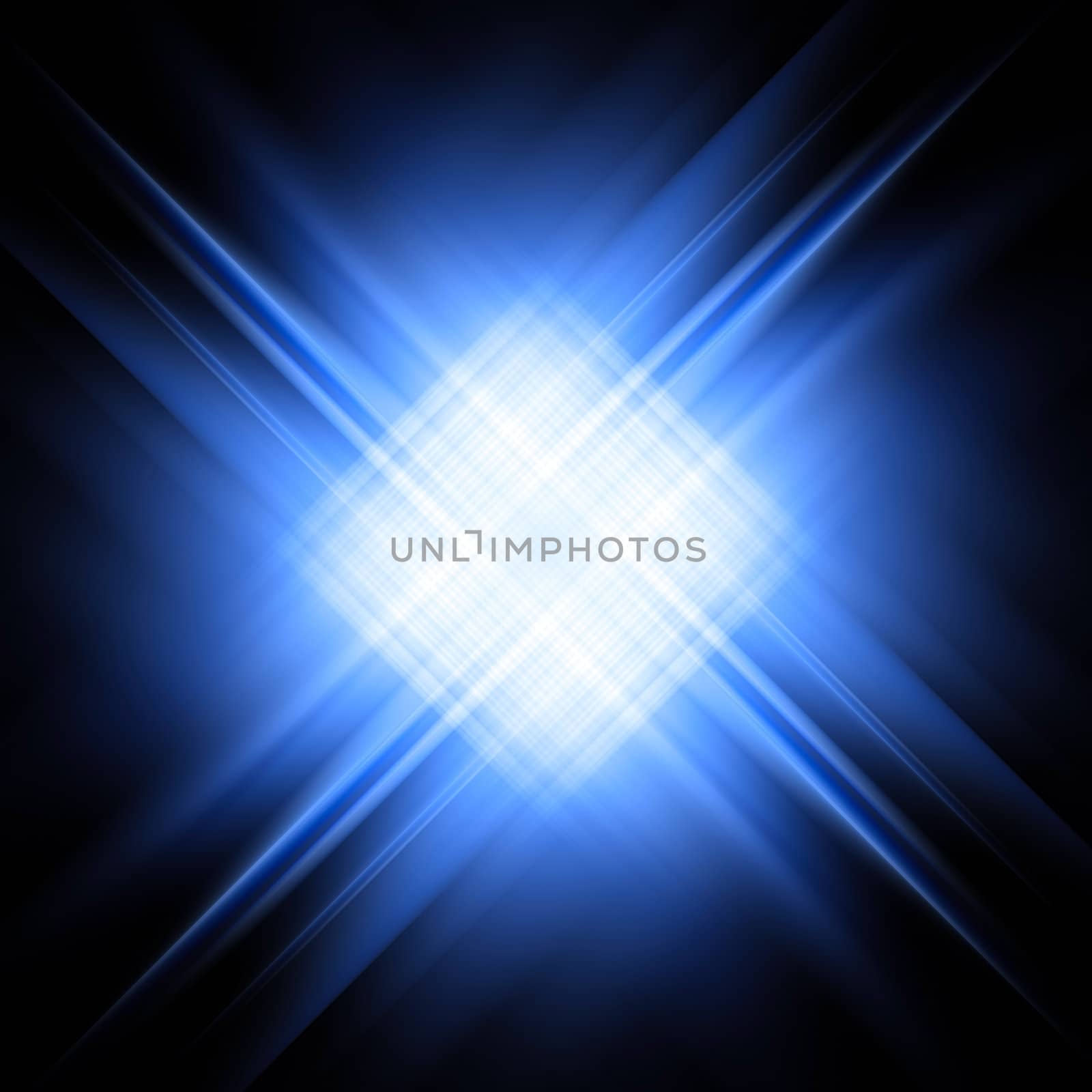 Abstract background of diagonal blue and white rays on black. High resolution 3D image