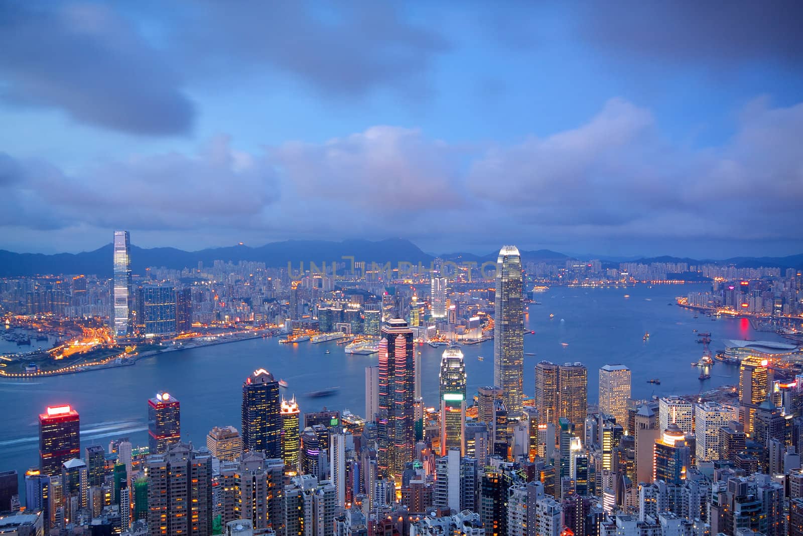 sunset of cityscape in Hong Kong 