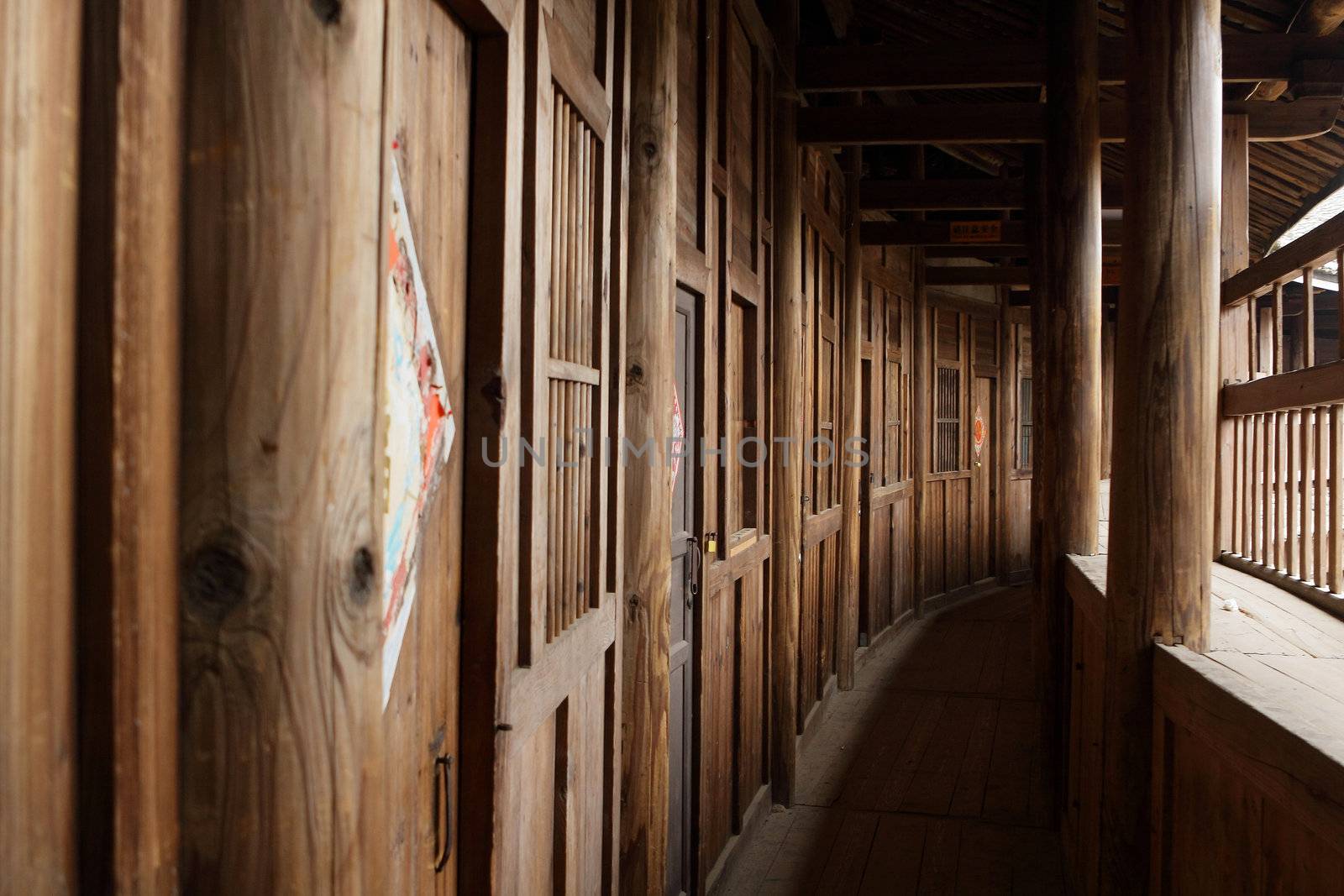 wood corridor in chinese style building