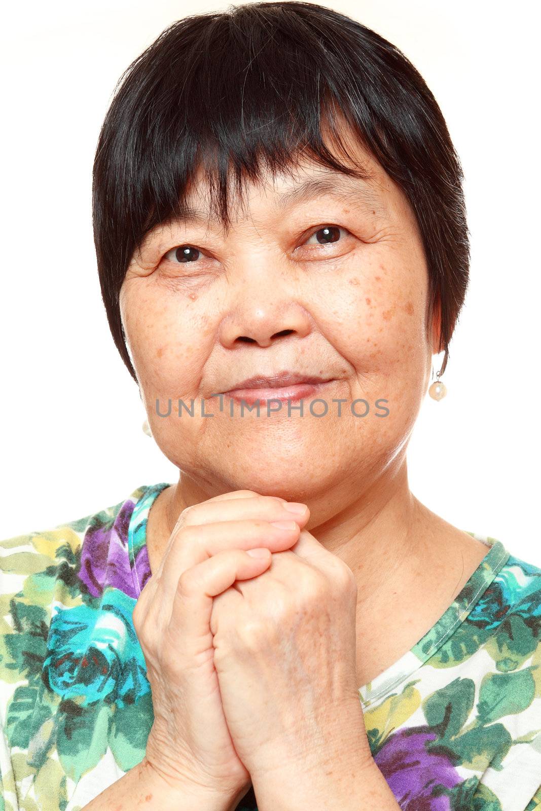 asian woman on white background
