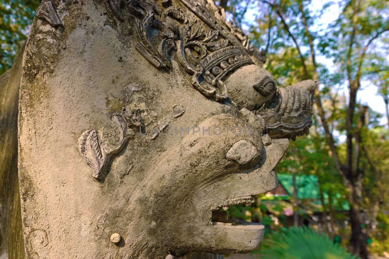 The Naga status in temple,Thailand by sutipp11