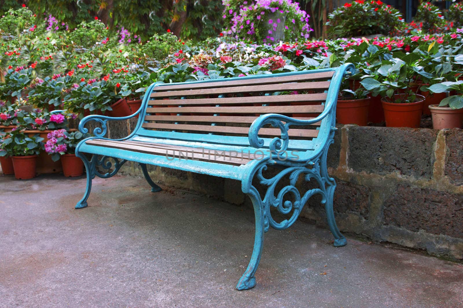 Blue chair in a garden by sutipp11