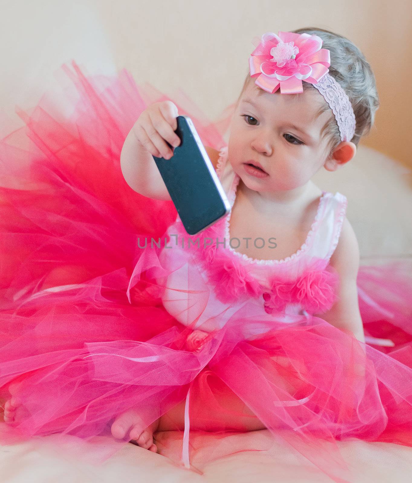 Little girl in the pink dress