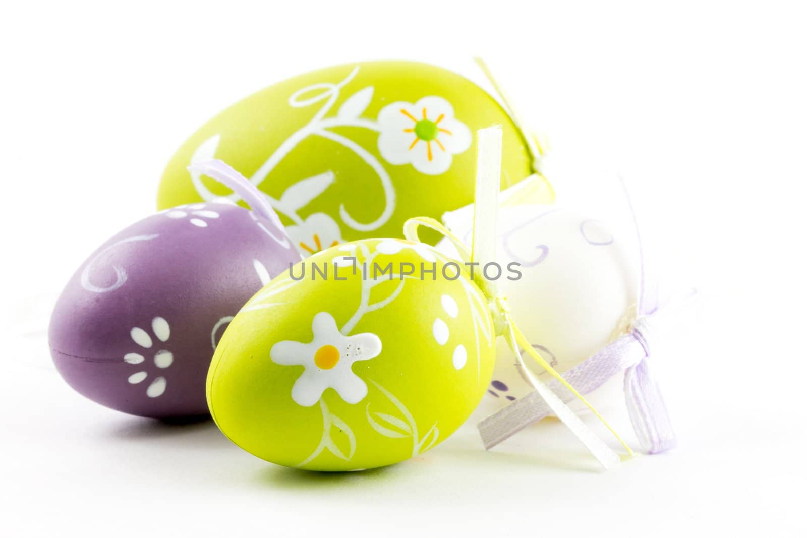 A group of colored easter eggs