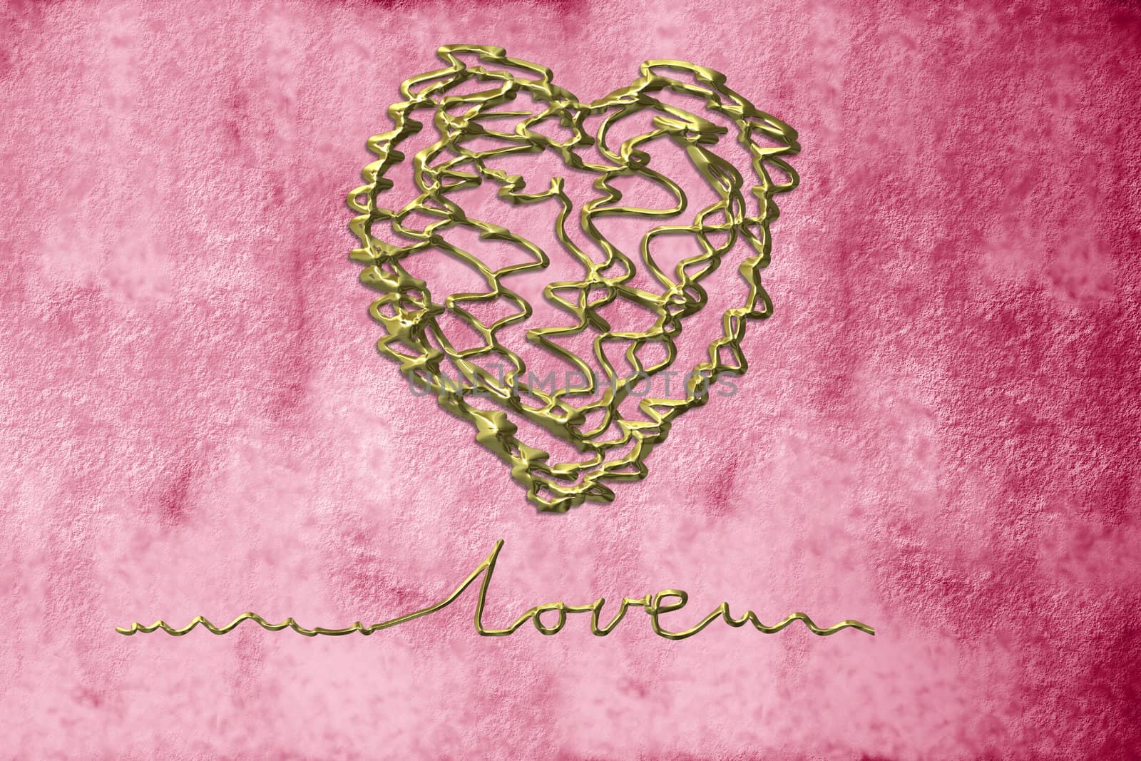 romantic cards, heart in gold thread by Carche