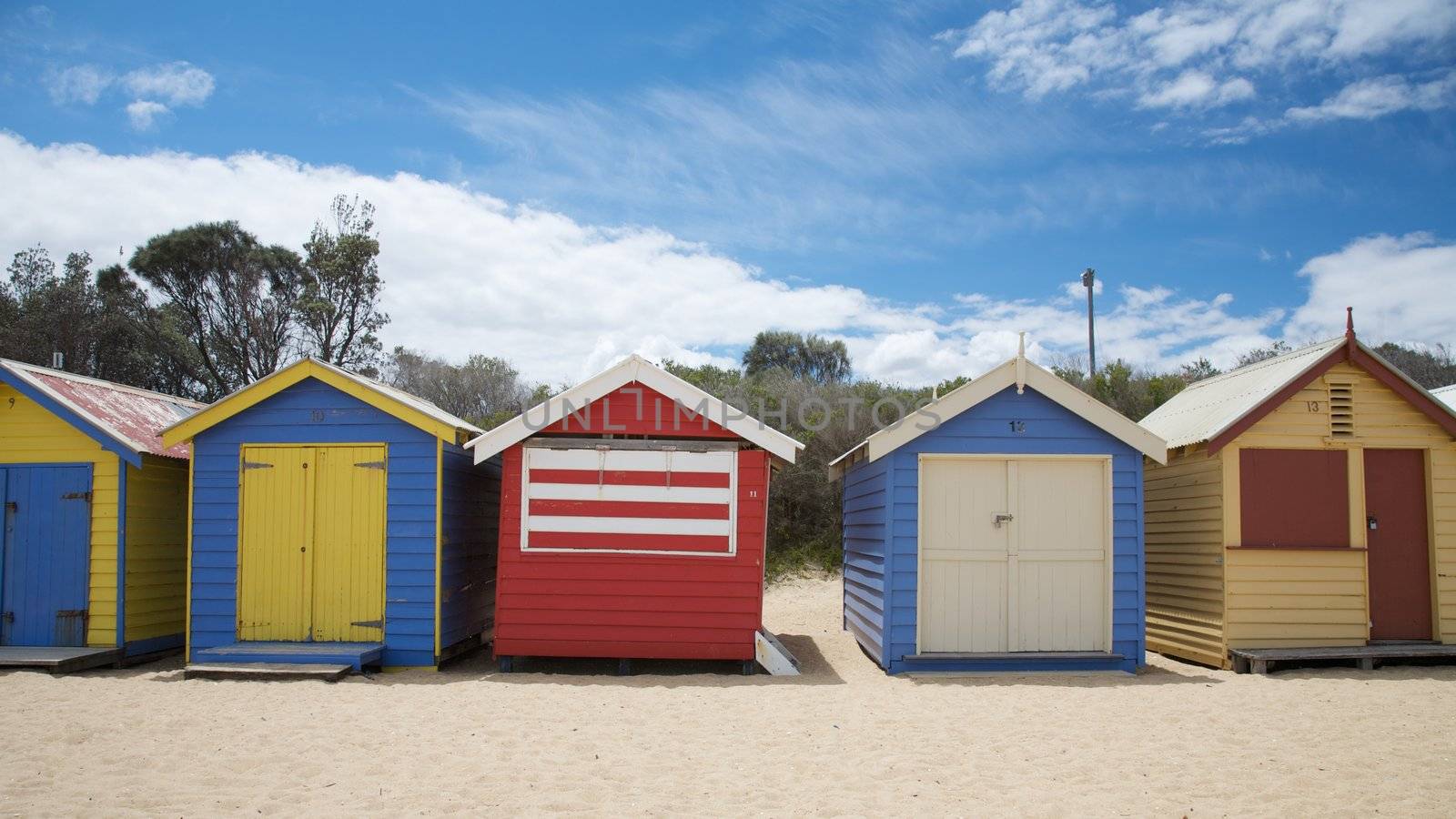 Colorful beach huts in Australia by instinia